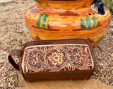 Distressed Floral Tooled Travel Bag