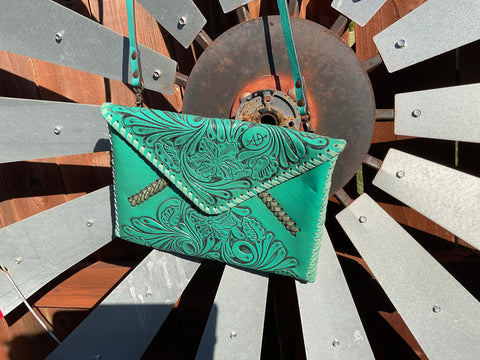 Turquoise Floral Bag