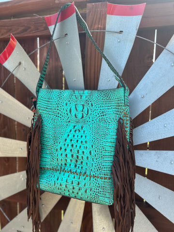 Turquoise Crocodile Leather Purse