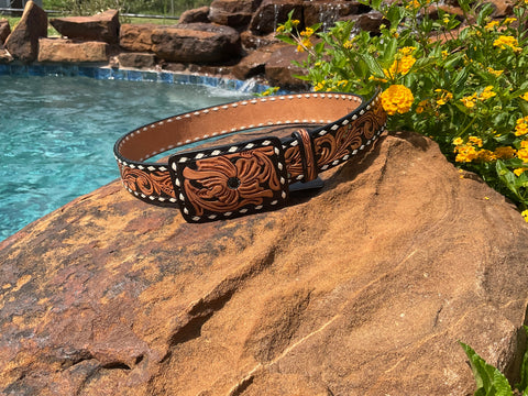 Adult Floral BuckStitch Belt