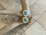 Antler and Turquoise Cab Earrings