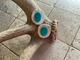 Antler and Turquoise Cab Earrings