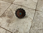 Antique Silver and Copper Floral Western Concho Slide